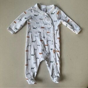 Nordstrom Baby White Baby One Piece with Vehicle Print Newborn